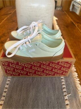 Vans Low Top Canvas Sneakers in Mint with Gum Sole
